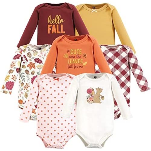 Hudson Baby Baby Girls' Cotton Long-sleeve Bodysuits 7-pack