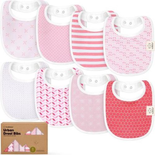 KeaBabies 8pk Organic Baby Bibs for Boy, Baby Drool Bib for Baby Boys and Girls, Newborn Teething Bibs