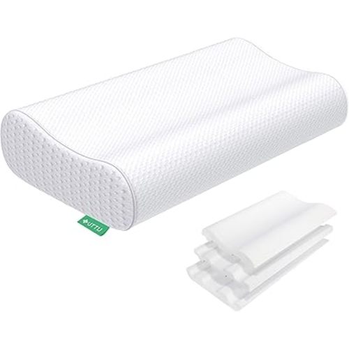 UTTU Cervical Pillow for Neck Pain Relief, Memory Foam Neck Pillow for Sleeping, Adjustable Orthopedic Sandwich Pillow, Contour Cooling for Side Back Stomach Sleeper, King(27.6"×15.7"×5.2"/4.5")