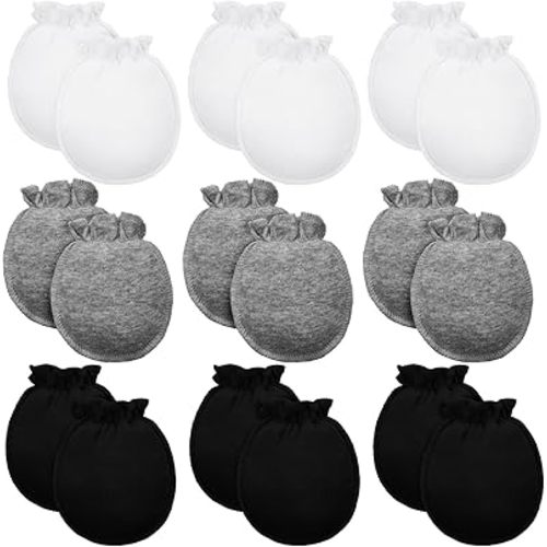 9 Pairs Newborn Baby Boys Girls Mittens 0-6 Months Infant Toddler Mittens No Scratch Solid Color Gloves