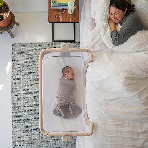 HALO® BassiNest® Bedside Sleeper – Breathable Baby Bassinet Slides Over Bed with Mesh Walls for Airflow & Visibility, Lowering Wall for Easy Access, Portable & Lightweight, Fits Most Beds