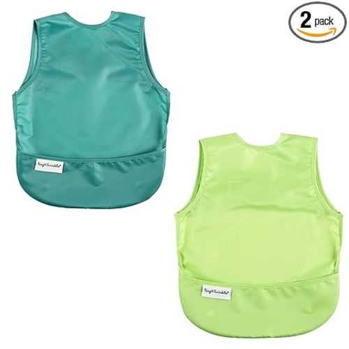 Tiny Twinkle Mess Proof Baby Bibs | 2 Pack Waterproof Toddler Bib for Eating | Baby Apron for Feeding, Machine Washable, Perfect Shower Gift (Rainforest, 6–24M)