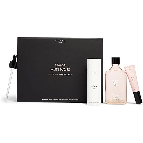 HATCH Mama Must Haves Kit - Belly Oil, Nipple + Lip Rescue Balm, and Down Girl Soothing Leg + Foot Relief - 3 Piece Set - Maternity Essentials