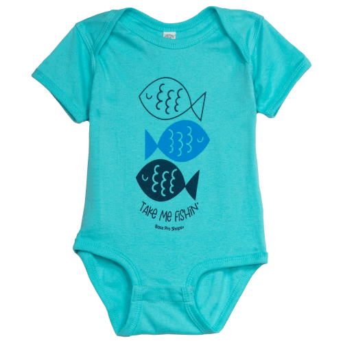 Bass Pro Shops Take Me Fishing Short-Sleeve Bodysuit for Babies - Blue - 6 Months