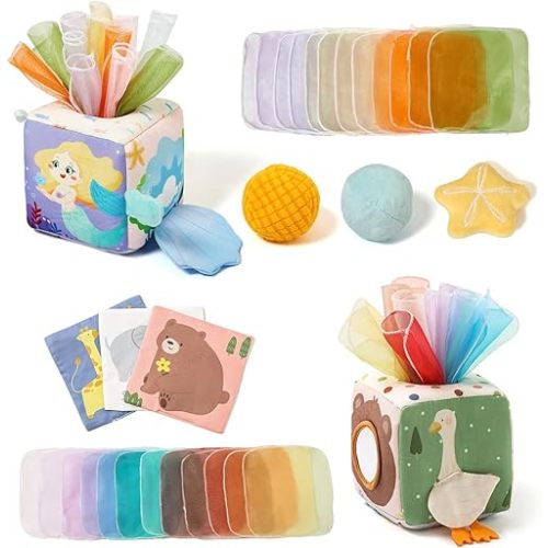Youuys Baby Tissue Box Toy for Babies 6-12 Months - Montessori Toys Baby Tissue Box Sensory Toys for 1 Year Old - Boy Girl Gifts for Babies 6 12 18 Months Old