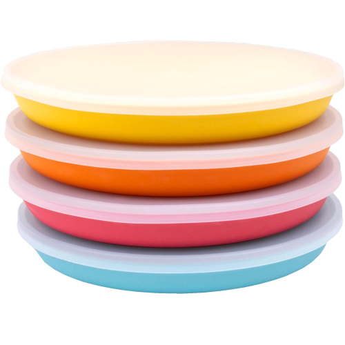 WeeSprout Bamboo Plates with Lids, Kid-Sized, Dishwasher Safe Bamboo Plate for Kids, Set of 4