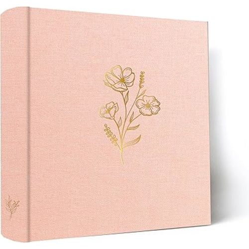 Holoary Photo Album 4x6 200 Photos, 200 Pockets 4”x6” Picture Album, Linen Fabric Cover Big Picture Book for Photos with Writing Area, 4x6 Photo Albums for Family Weddings Travel Memories(Pink)