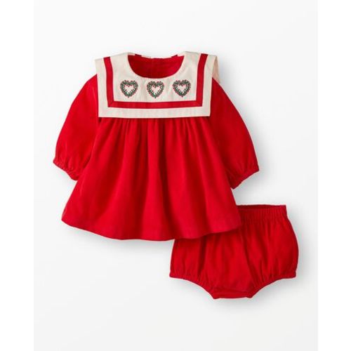 Baby Bib Collar Corduroy Dress & Bloomers Set