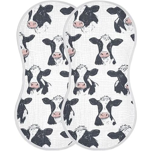 Farm Cows Cute Burp Cloths Baby Boys Girls Absorbent Soft Cotton Burping Cloths Rags, 2 Pack