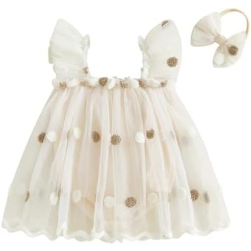 Baby Girl Summer Princess Romper Dress Newborn Plush Ball Jumpsuit Tutu Tulle Dress 0-18 Months First Birthday Outfit