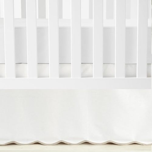 Lush Decor Coastal Chic Scalloped Edge Baby Crib Skirt Single 28" W x 52" L +16" Drop Neutral - White Crib Skirt - Baby Essentials - Coastal Nursery Decor
