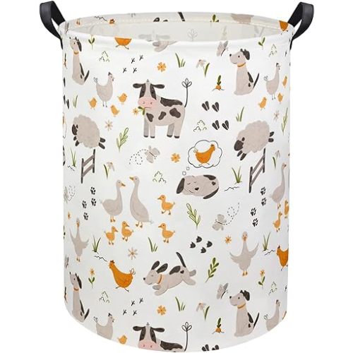 Baby Laundry Basket Kids Hamper Toy Storage Bin for Boys Room Decor Baby Nursery Hamper Gift Baskets for Bedroom Bathroom(Farm)