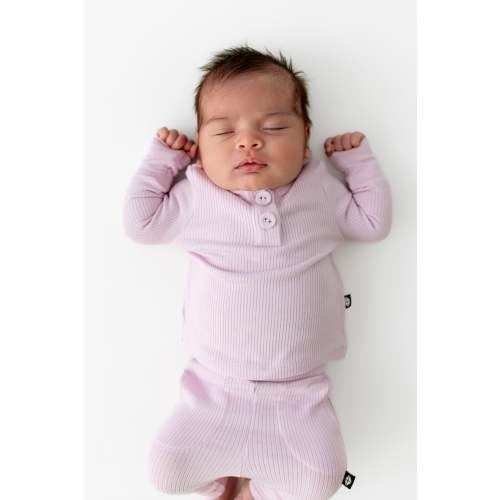 Ribbed Infant Henley Set in Thistle