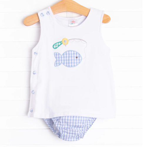 Catch and Release Applique Diaper Set, Blue – Stitchy Fish