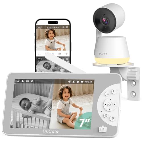 Dr.Care LumiView Max Smart WiFi Baby Monitor - 7" 1080P FHD & 2K Camera, Privacy Mode, Cry & Motion Detection, 6000mAh Removable Battery, Snapshot & Video Recording