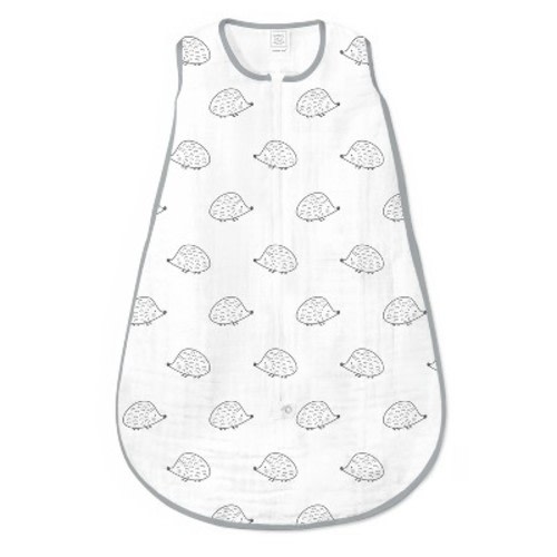 SwaddleDesigns Muslin Sleeping Sack Wearable Blanket - Hedgehogs - Black M