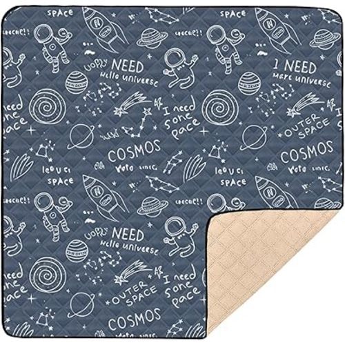 FUGIDOG Cute Astronauts Baby Play Mats for Floor 50x50 inch Waterproof Anti-Slip Playpen Mat Soft Nursery Area for Infant Kids and Toddler Crawling