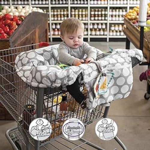Amazon.com : Boppy Shopping Cart Cover for Baby - 360° Coverage Cart Cover for Babies with Safety Harness, Toy Tether, One-Hand Placement, Machine-Washable, 6 Month & Up - Multicolor Farmer's Market : Baby