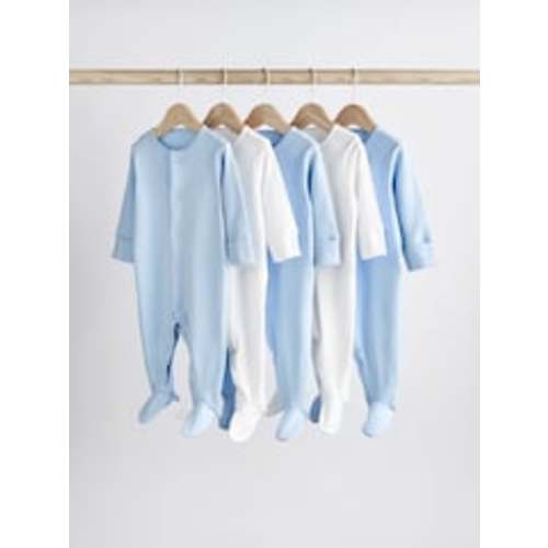 Buy Blue/White 5 Pack Baby Sleepsuits (0-2yrs) from Next USA