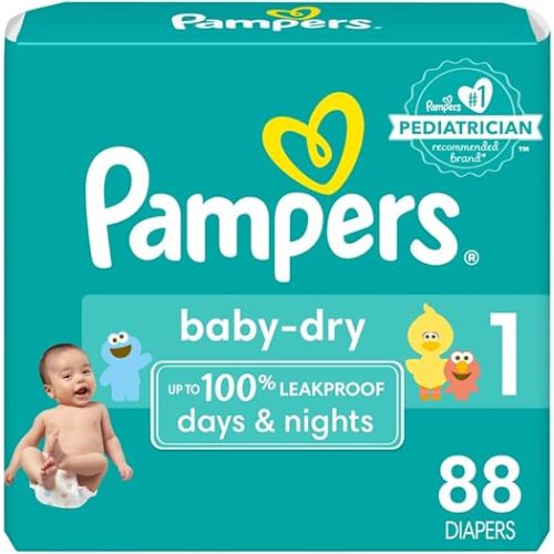 Pampers Diapers - Baby Dry - Size 1, 120 Count, Absorbent Disposable Infant Diaper (Packaging May Vary)