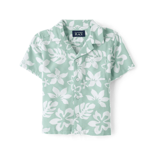 Baby And Toddler Boys Tropical Button Up Shirt - Green