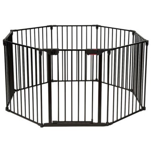 Costway 8 Panel Baby Safe Metal Gate Play Yard Pet Fence Adjustable 48" x 46.5" x 29" Black