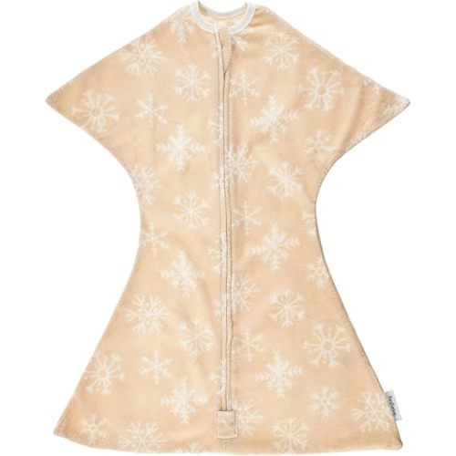 SleepingBaby Zipadee-Zip Fleece Transition Swaddle - Arms-Out Wearable Blanket for Baby Sleep, Soft Breathable Fleece 0.8 TOG - Snowflakes, Large (12-24 Month)