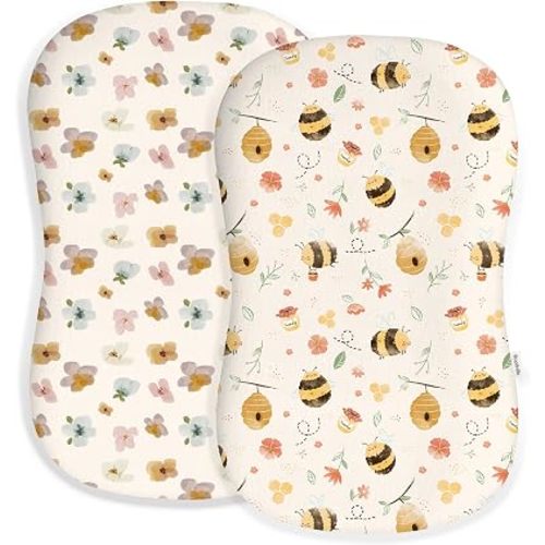 Baby Lounger Cover for Boys and Girls, Soft Breathable Polyester Cover, Fits Most Lounger Pillows, Cute Patterns, Durable and Machine Washable (Bee Happy, Envelope)