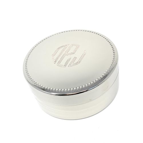Personalized jewelry box - Silver jewelry box - Engraved jewel storage box - antique round trinket box, flower girl gift, bridesmaids gift
