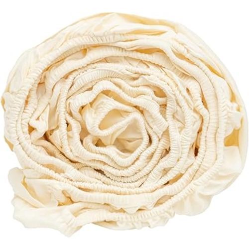 Organic Cotton Full Fitted Sheet Only - 100% GOTS Certified Organic Cotton, Breathable, Unbleached, Cooling, Deep Pocket, Sateen Weave, 400 Thread Count (Full - Natural Ivory/Off-White Color)