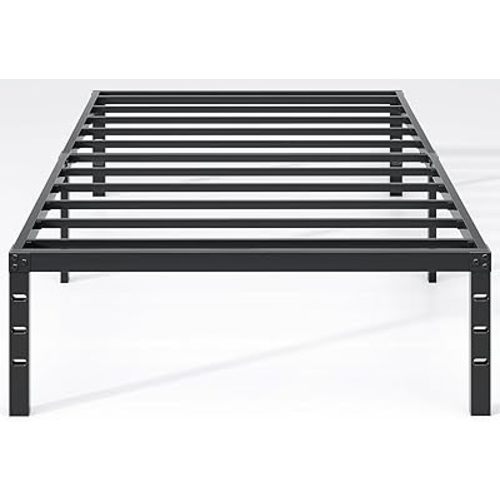 Metal Bed Frame,Twin Size Bed Frame with Storage Space,Heavy Duty Sturdy Mattress Foundation,Easy Assembly,No Box Spring Needed, Black,14 Inch,Twin