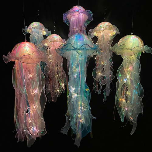 Jellyfish Lantern Light, Colorful Hanging Night Light, Unique Jellyfish Shaped Ceiling Decor Sea Party Decoration for Bedroom Party Holiday Indoor Outdoor