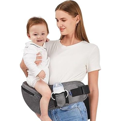 Baby Hip Carrier,Ergonomic,Baby Carrier with Hip Seat,Adjustable Waistband with Multiple Pockets,Infant Carrier for Newborns & Toddlers(Gray)