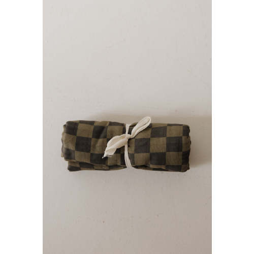 Muslin Swaddle | Olive Checkerboard