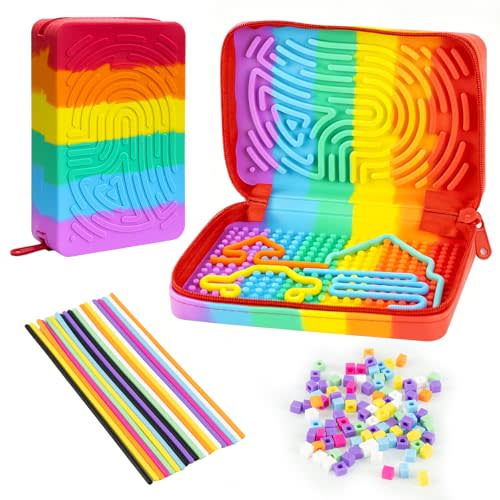 Sensory Activity Board for Kids, Silicone Travel Fidget Toy | Zipper Travel Bag | Kids 3+ & Adults | Easy to Store | Anxiety, ADHD & Autism | Silent | Fine Motor Skills Development