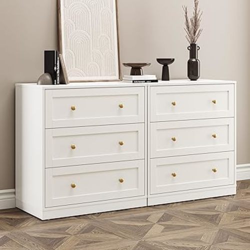 RoyalCraft White 3 Drawer Dresser Set of 2, Small Dresser for Bedroom, Wood Nightstand with Drawers, Modern Chest of Drawers for Closet, Living Room, Entryway