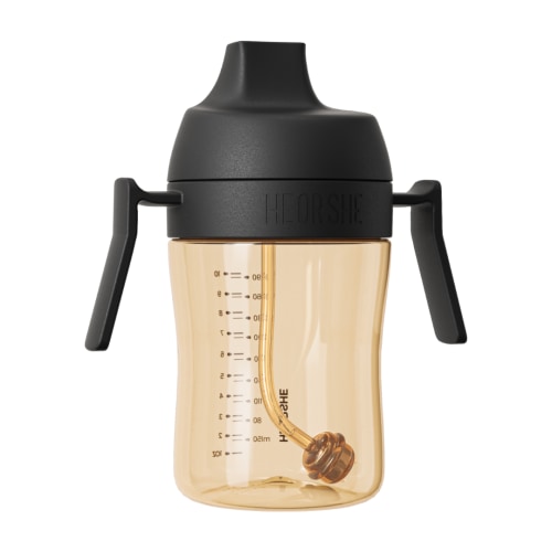 HEORSHE 10 oz Baby Sippy Cup – Spill-Proof, Soft Silicone Spout (Black)