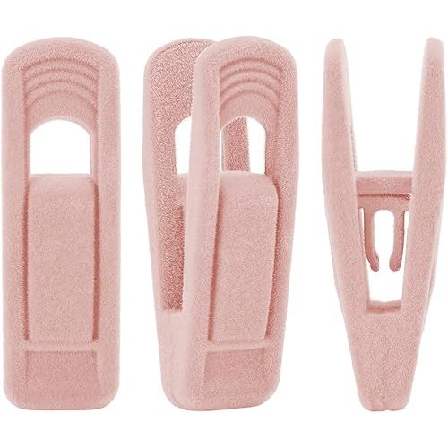 Trgowaul Light Pink Velvet Hangers - Strong Finger Clips for Thin Hangers, Perfect for Suits, Skirts, Pants & Baby Clothes