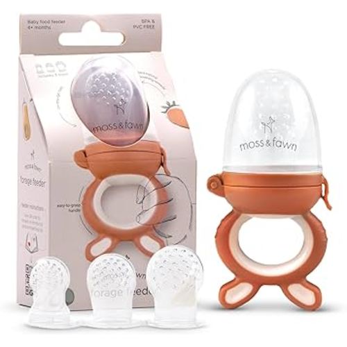 Forage Feeder, Soothing Silicone Frozen Baby Food Teething Toy, Pacifier Fruit Feeder and Teether, BPA, PVC and Phthalate Free - Terracotta