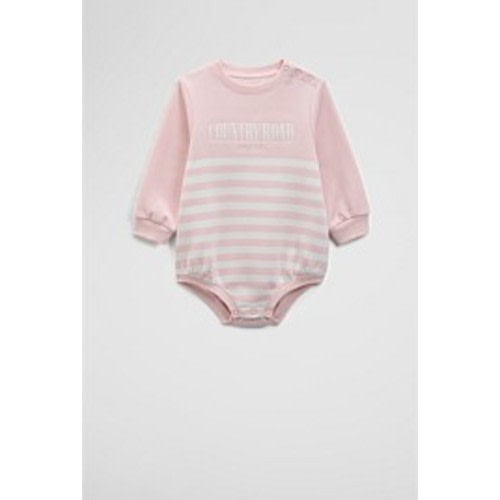 Mineral Pink Stripe Organically Grown Cotton Logo Oversized Long Sleeve Bodysuit - Jumpsuits & Bodysuits | Country Road