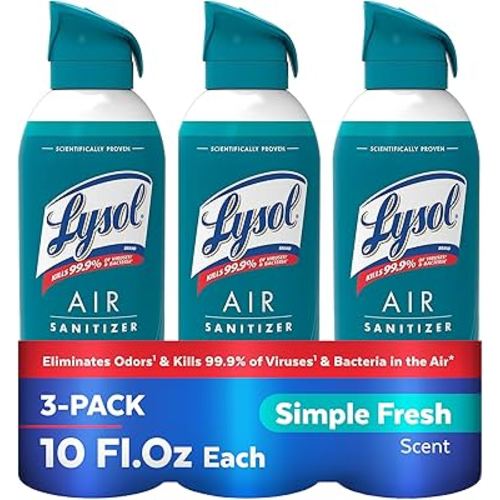 Lysol Air Sanitizer Spray with Odor Eliminator for Home & Office, Sanitizing Spray, Air Freshener Alternative, Simple Fresh Scent, 10 oz (Pack of 3)