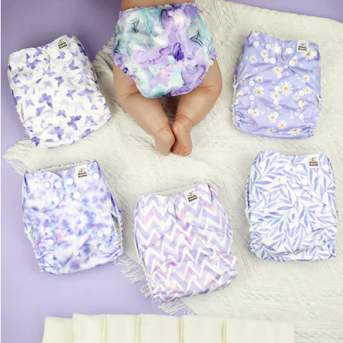 POCKET DIAPER 3.0 WITH INSERTS - 6 PACK(Light Lavender)