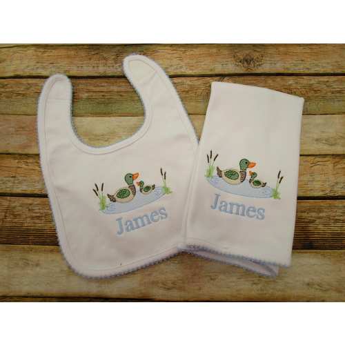 Mallard Duck Baby Bib: Personalized Embroidered Bib