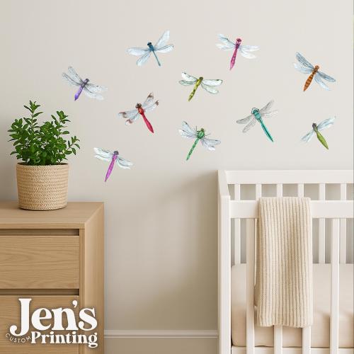 Colorful Dragonfly Wall Decals: Bedroom & Bathroom Decor Wall Art