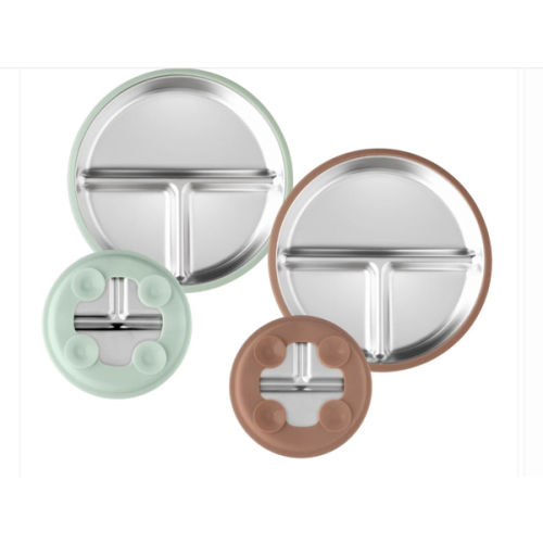 Stainless Steel Suction Plate Set of 2 (Butter Yellow & Baby Blue)