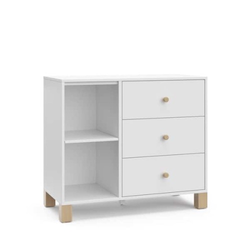California White with Driftwood 37.87 in. Wide 3-drawer Combo Dresser