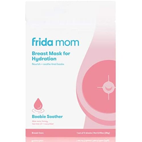 Frida Mom Breast Mask for Hydration- Made with Aloe Vera, Honey, Tea Tree Oil + Cucumber to Nourish + Soothe Boobs- 2 Sheet Masks - No Artificial Fragrances, Phthalates, or Parabens