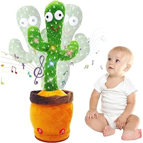 Dancing Talking Cactus Toy for Baby Toddler, Boys Girls Gifts Singing Mimicking Cactus Toy Recording Repeating What You Say Cactus Baby Toy with 120 English Songs (Green)