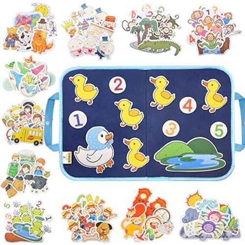 CHEFAN 12 Pack Felt Storyboard Pieces for Toddler, Flannel Board Stories for Preschool Activities, 5 Little Duck and 11 Other Stories