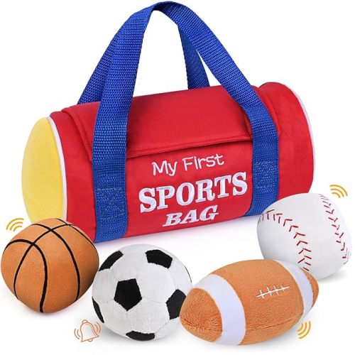 My First Sports Bag Baby Toys Plush Sensory Ball Set for Babies 0-12 Months